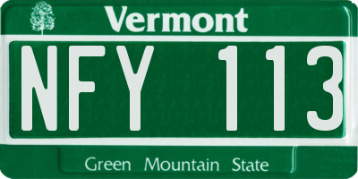 VT license plate NFY113