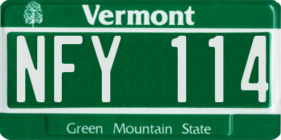 VT license plate NFY114