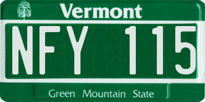 VT license plate NFY115