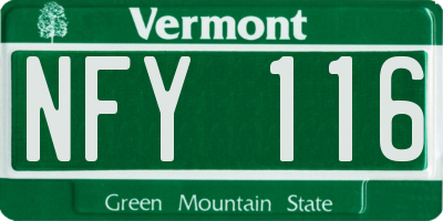 VT license plate NFY116