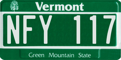VT license plate NFY117