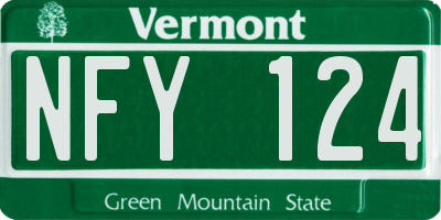 VT license plate NFY124