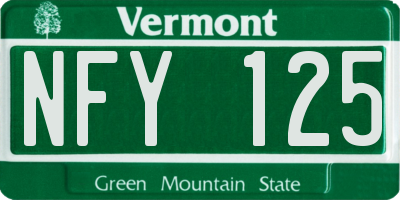 VT license plate NFY125