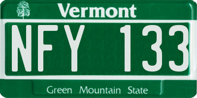 VT license plate NFY133