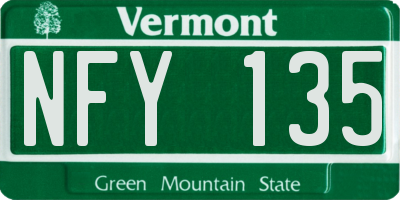 VT license plate NFY135