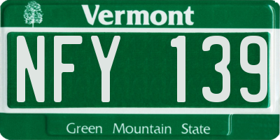 VT license plate NFY139