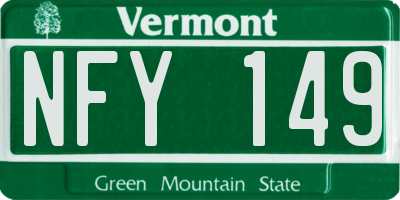 VT license plate NFY149