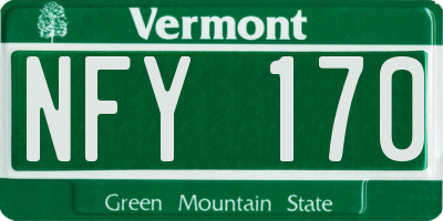 VT license plate NFY170