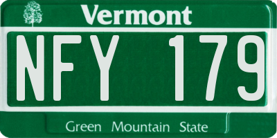 VT license plate NFY179