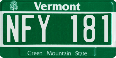 VT license plate NFY181