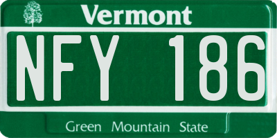 VT license plate NFY186