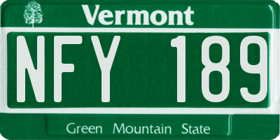 VT license plate NFY189