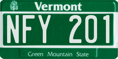 VT license plate NFY201