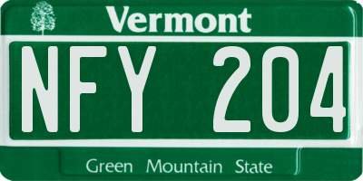 VT license plate NFY204