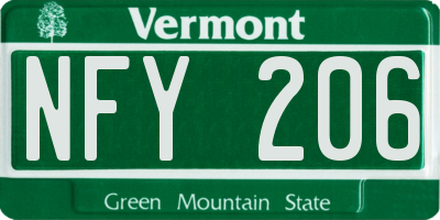 VT license plate NFY206