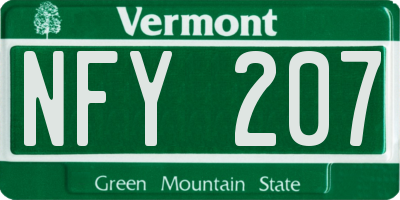 VT license plate NFY207