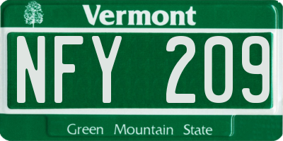 VT license plate NFY209