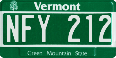 VT license plate NFY212