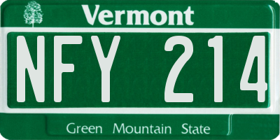 VT license plate NFY214