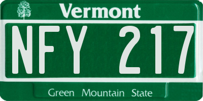 VT license plate NFY217