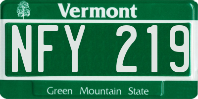 VT license plate NFY219