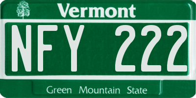 VT license plate NFY222