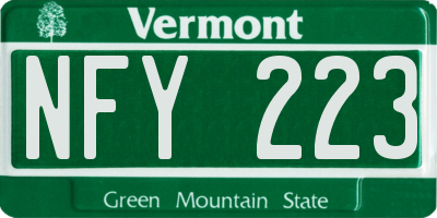 VT license plate NFY223