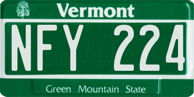 VT license plate NFY224