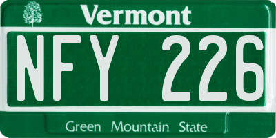 VT license plate NFY226