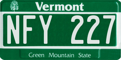 VT license plate NFY227