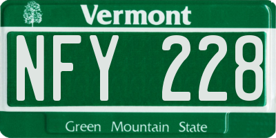VT license plate NFY228