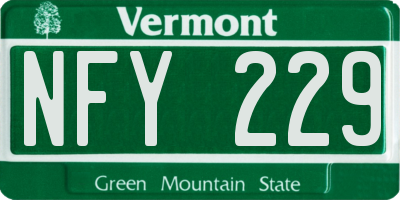 VT license plate NFY229