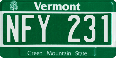 VT license plate NFY231