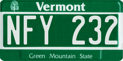VT license plate NFY232