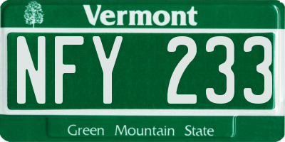 VT license plate NFY233