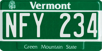 VT license plate NFY234