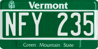VT license plate NFY235