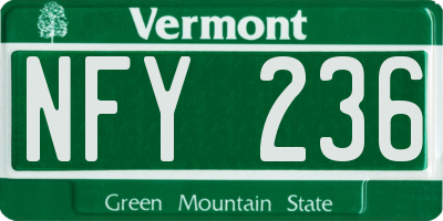 VT license plate NFY236