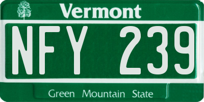VT license plate NFY239