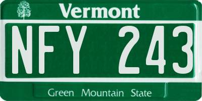 VT license plate NFY243