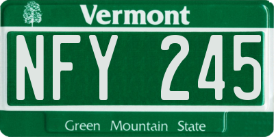 VT license plate NFY245