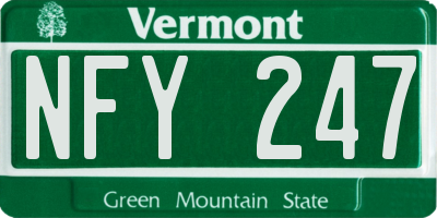 VT license plate NFY247
