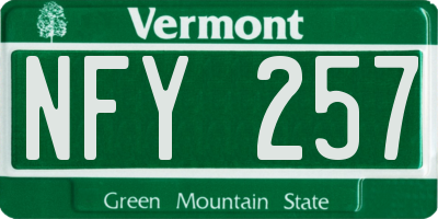 VT license plate NFY257