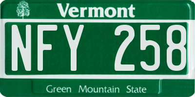 VT license plate NFY258