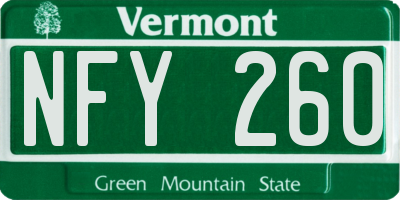 VT license plate NFY260