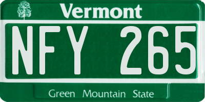 VT license plate NFY265