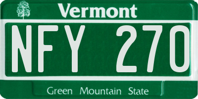 VT license plate NFY270