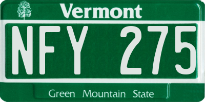 VT license plate NFY275
