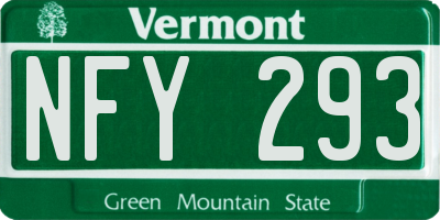 VT license plate NFY293