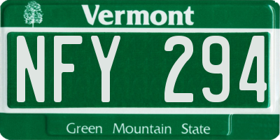 VT license plate NFY294